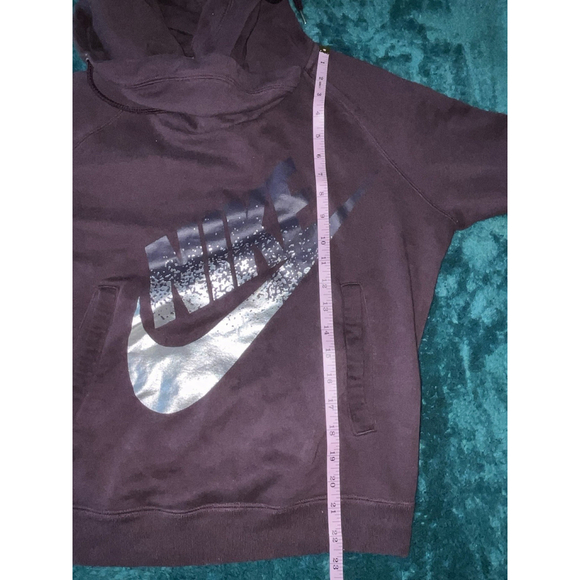 NIKE Womens Sweatshirt Purple Funnel Hoodie Pullover Camouflage Logo Size M - Picture 8 of 11